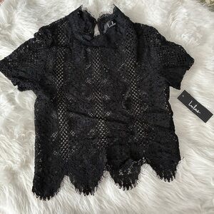 NWT Lulu's Black Lace Women Top